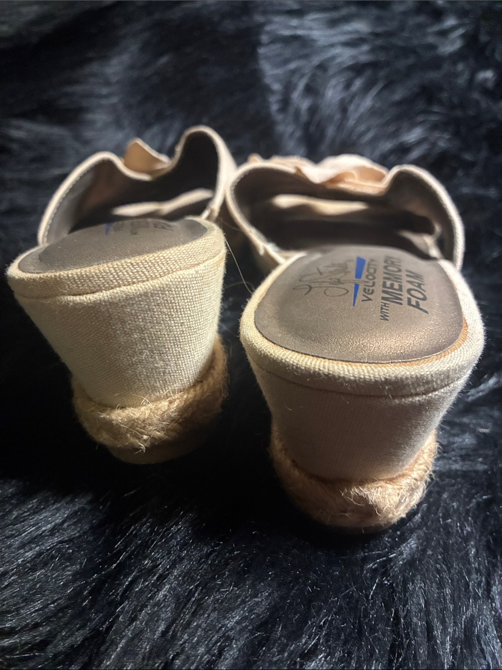 Life Stride Beige Floral Espadrille Wedge Slides - Picture 4 of 12